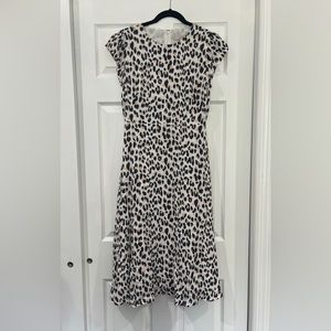 Loft Women's Maxi Dress Leopard Animal Print Cap Sleeve Casual Black Brown Sz 4